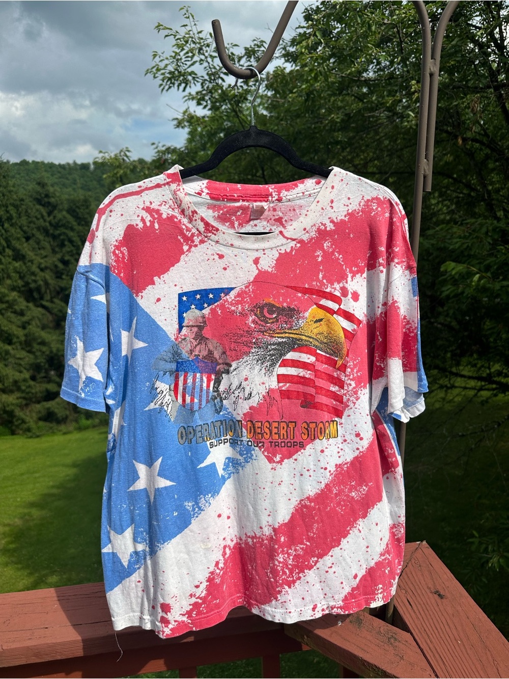 Vintage 90’s Operation Desert Storm Patriotic Eagle Tee - Red, White & Blue